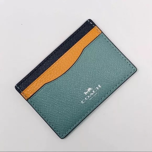 Coach Handbags - Coach Blue Yellow Color Block Card Case (F30218)